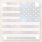 USA Flaggen Rot-Blau-Glitzern Glitzern Glasuntersetzer (Rückseite)