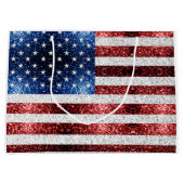 USA Flaggen Rot-Blau-Glitzern Glitzern Große Geschenktüte (Vorderseite)