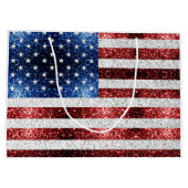 USA Flaggen Rot-Blau-Glitzern Glitzern Große Geschenktüte (Rückseite)