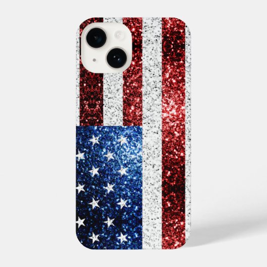 USA Flaggen Rot-Blau-Glitzern Glitzern iPhone Hülle (Rückseite)