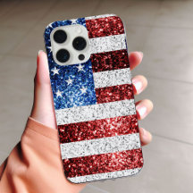 USA Flaggen Rot-Blau-Glitzern Glitzern