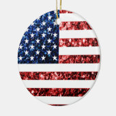 USA Flaggen Rot-Blau-Glitzern Glitzern Keramik Ornament (Links)