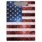 USA Flaggen Rot-Blau-Glitzern Glitzern Klemmbrett (Vorderseite)