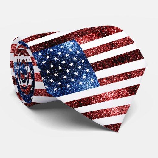 USA Flaggen Rot-Blau-Glitzern Glitzern Krawatte (Gerollt)