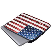 USA Flaggen Rot-Blau-Glitzern Glitzern Laptopschutzhülle (Vorne Knopf)