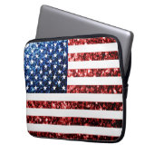 USA Flaggen Rot-Blau-Glitzern Glitzern Laptopschutzhülle (Vorderseite Links)