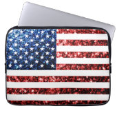 USA Flaggen Rot-Blau-Glitzern Glitzern Laptopschutzhülle (Vorderseite)