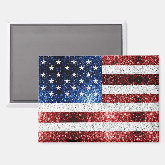 USA Flaggen Rot-Blau-Glitzern Glitzern Magnet (Vorderseite/Rückseite)