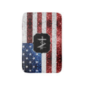USA Flaggen Rot-Blau-Glitzern Glitzern Monogram Badematte (Vorderseite Vertikal)