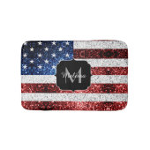 USA Flaggen Rot-Blau-Glitzern Glitzern Monogram Badematte (Vorderseite)
