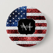 USA Flaggen Rot-Blau-Glitzern Glitzern Monogram Button (Vorderseite)