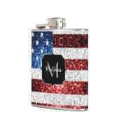 USA Flaggen Rot-Blau-Glitzern Glitzern Monogram Flachmann (Links)