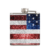 USA Flaggen Rot-Blau-Glitzern Glitzern Monogram Flachmann (Rückseite)