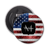 USA Flaggen Rot-Blau-Glitzern Glitzern Monogram Flaschenöffner (Vorderseite)