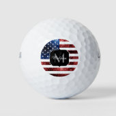 USA Flaggen Rot-Blau-Glitzern Glitzern Monogram Golfball (Vorderseite)