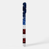 USA Flaggen Rot-Blau-Glitzern Glitzern Monogram iPhone Hülle (Rechte Seite)