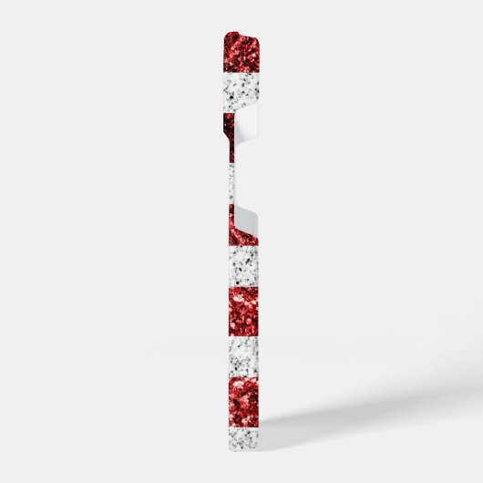 USA Flaggen Rot-Blau-Glitzern Glitzern Monogram iPhone Hülle (Linke Seite)