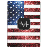 USA Flaggen Rot-Blau-Glitzern Glitzern Monogram Klemmbrett (Rückseite)