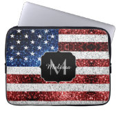 USA Flaggen Rot-Blau-Glitzern Glitzern Monogram Laptopschutzhülle (Vorderseite)