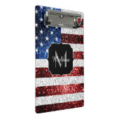 USA Flaggen Rot-Blau-Glitzern Glitzern Monogram Mini Klemmbrett (Schrägansicht)