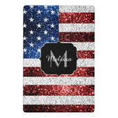 USA Flaggen Rot-Blau-Glitzern Glitzern Monogram Mini Klemmbrett (Rückseite)