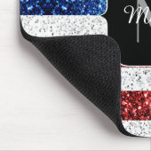USA Flaggen Rot-Blau-Glitzern Glitzern Monogram Mousepad (Ecke)