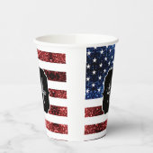 USA Flaggen Rot-Blau-Glitzern Glitzern Monogram Pappbecher (Links)