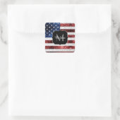 USA Flaggen Rot-Blau-Glitzern Glitzern Monogram Quadratischer Aufkleber (Tasche)