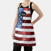 USA Flaggen Rot-Blau-Glitzern Glitzern Monogram Schürze (InSitu)
