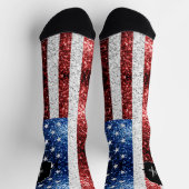 USA Flaggen Rot-Blau-Glitzern Glitzern Monogram Socken (Oben)