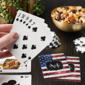 USA Flaggen Rot-Blau-Glitzern Glitzern Monogram Spielkarten (In Situ)