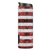 USA Flaggen Rot-Blau-Glitzern Glitzern Monogram Thermosbecher (Nach rechts gedreht)
