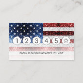 USA Flaggen Rot-Blau-Glitzern Glitzern Monogram Treuekarte (Rückseite)