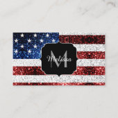 USA Flaggen Rot-Blau-Glitzern Glitzern Monogram Visitenkarte (Vorderseite)