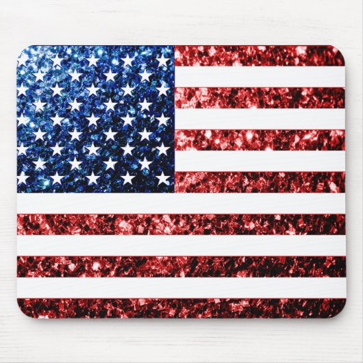 USA Flaggen Rot-Blau-Glitzern Glitzern Mousepad (Vorne)