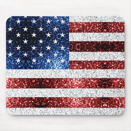 USA Flaggen Rot-Blau-Glitzern Glitzern Mousepad (Vorne)