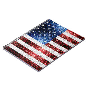 USA Flaggen Rot-Blau-Glitzern Glitzern Notizblock