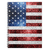 USA Flaggen Rot-Blau-Glitzern Glitzern Notizblock (Vorderseite)