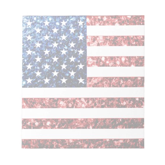 USA Flaggen Rot-Blau-Glitzern Glitzern Notizblock (Vorderseite)