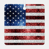 USA Flaggen Rot-Blau-Glitzern Glitzern Ornament Aus Metall (Rückseite)