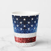 USA Flaggen Rot-Blau-Glitzern Glitzern Pappbecher (Vorderseite)