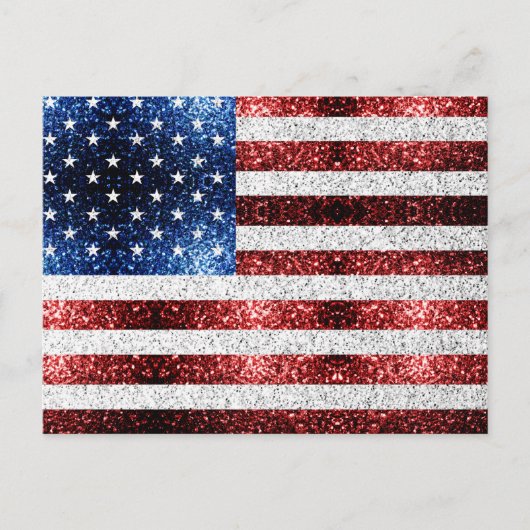 USA Flaggen Rot-Blau-Glitzern Glitzern Postkarte (Vorderseite)