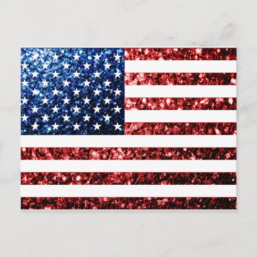 USA Flaggen Rot-Blau-Glitzern Glitzern Postkarte (Vorderseite)