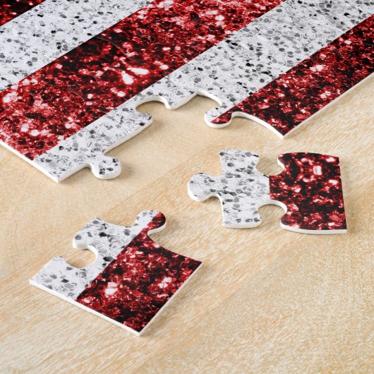 USA Flaggen Rot-Blau-Glitzern Glitzern Puzzle (Seite)