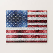 USA Flaggen Rot-Blau-Glitzern Glitzern Puzzle (Horizontal)