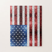 USA Flaggen Rot-Blau-Glitzern Glitzern Puzzle (Vertikal)