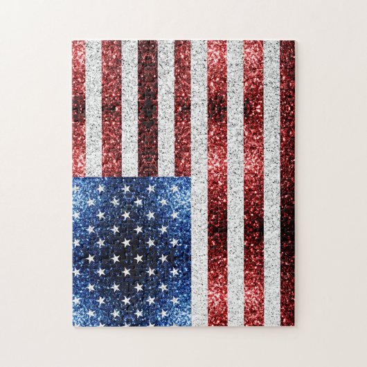 USA Flaggen Rot-Blau-Glitzern Glitzern Puzzle (Vertikal)