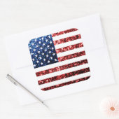 USA Flaggen Rot-Blau-Glitzern Glitzern Quadratischer Aufkleber (Umschlag)