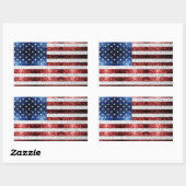 USA Flaggen Rot-Blau-Glitzern Glitzern Rechteckiger Aufkleber (Blatt)