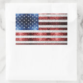 USA Flaggen Rot-Blau-Glitzern Glitzern Rechteckiger Aufkleber (Tasche)